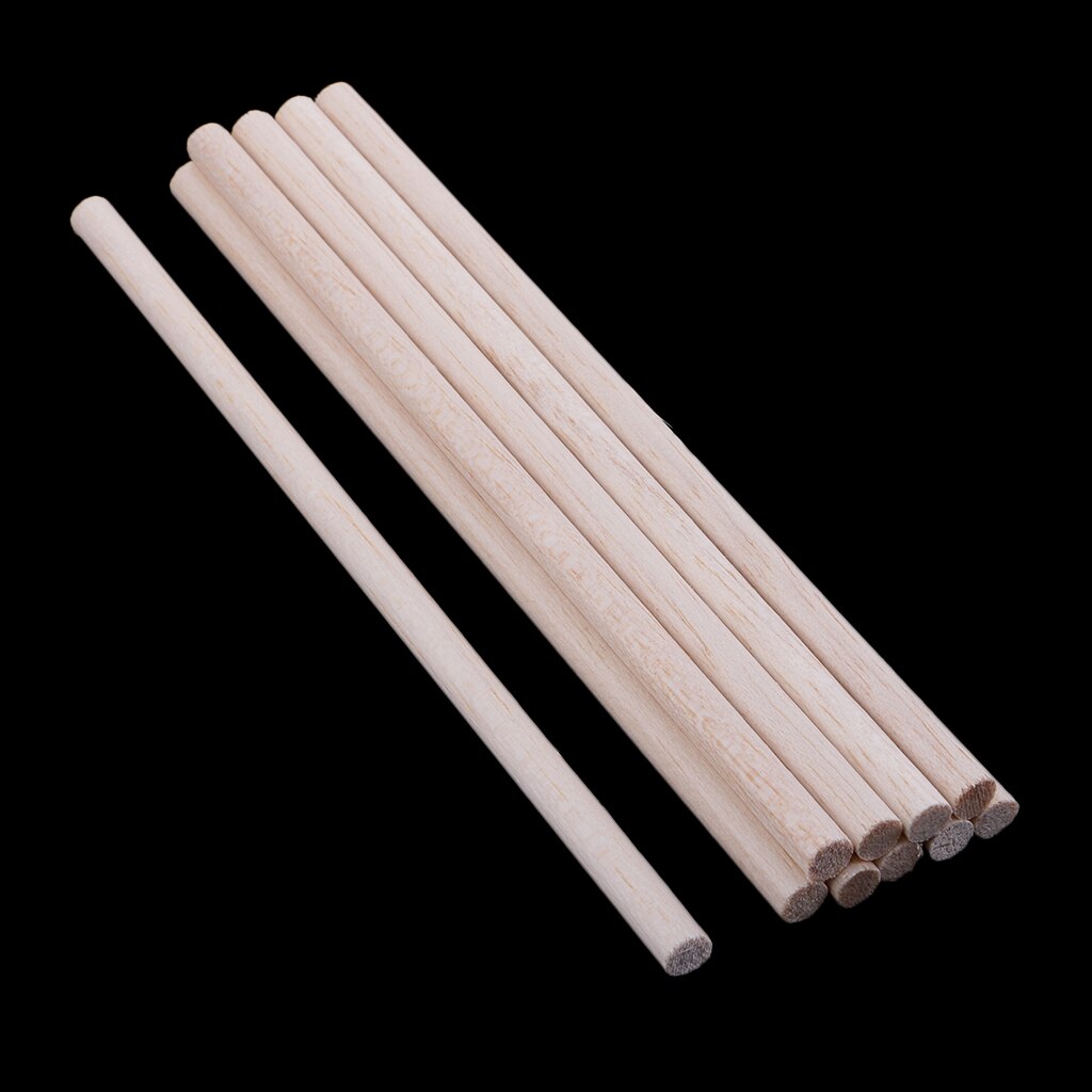 10x Ronde Natuurlijke Balsahout Houten Stokken Deuvel Staaf Voor Kids Model Maken Craft Handgemaakte Diy Ornament 50/80/120/200 Mm