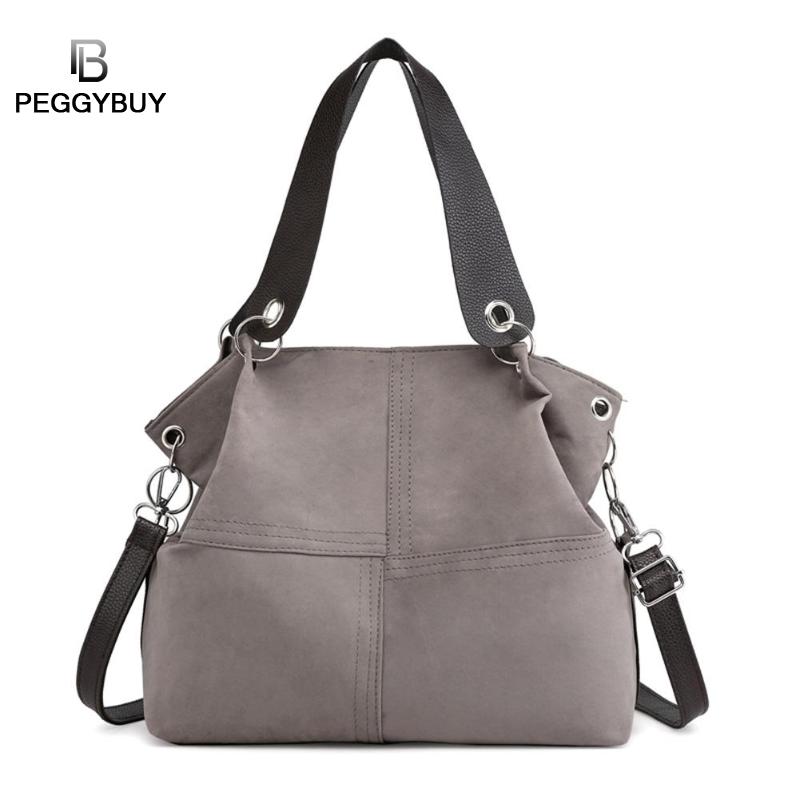 Top-handle Bags Mulheres Bolsa de Ombro Fêmea Sacola Grande Mensageiro Saco Crossbody para As Mulheres De Couro De Veludo Macio 2020 Bolsa femenina: Cinza