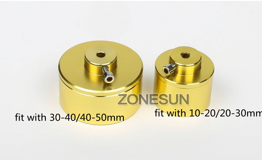 ZONESUN Cap screwing chuck, bottle cap adoptor of capping machine, silicone capping chuck,10-50mm, anti-wear: light yellow