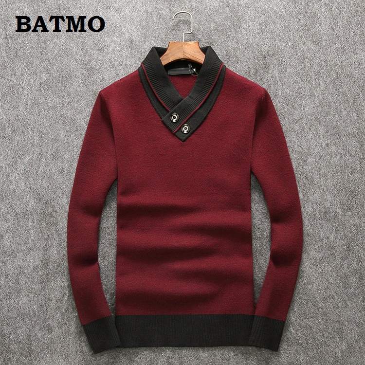 Batmo Herfst 90% Wol Casual Trui Mannen, Mannen Marine Blauw Truien 006