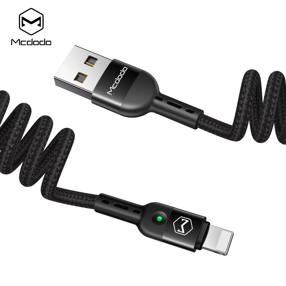 MCDODO usb for Iphone cases spring charging line, Type-C 3A power supply, support QC4.0 quick charging, easy to use in the car