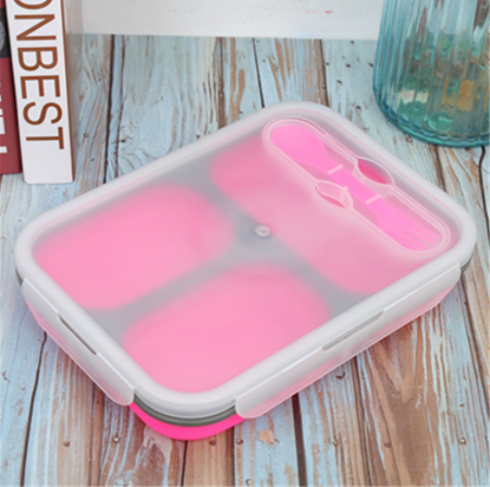 1100ML Silicone Inklapbare Draagbare Lunchbox Grote Capaciteit Kom Lunch Bento Box Magnetron Vouwen Lunchbox Milieuvriendelijke