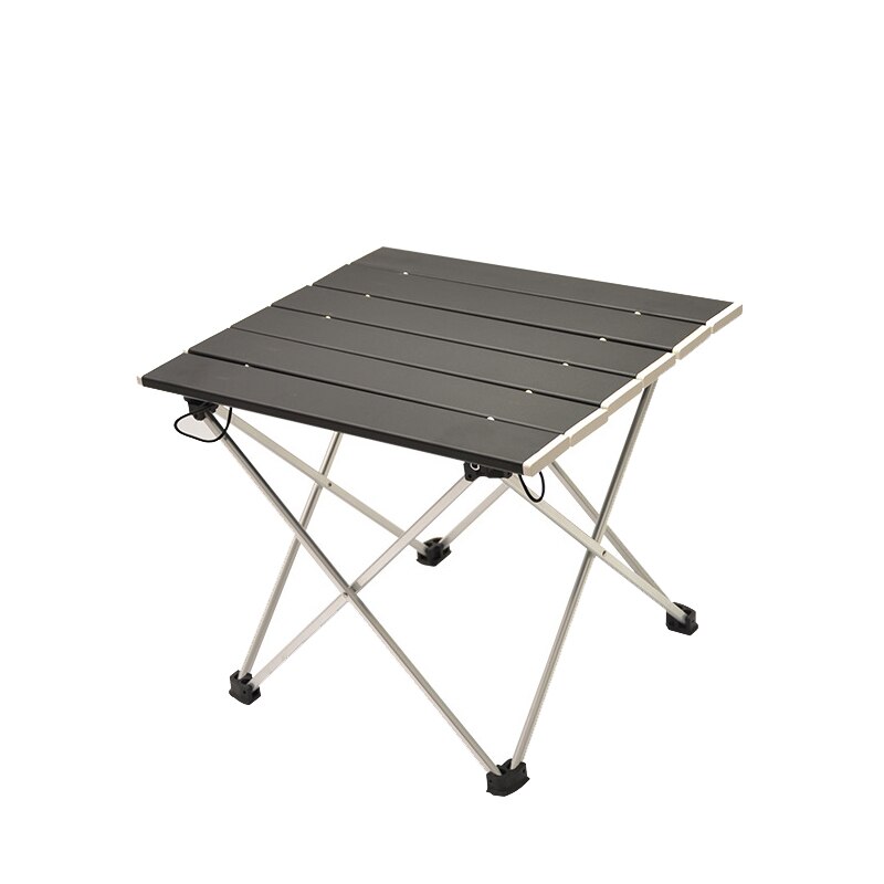 Foldbart bærbart trætrykt campingbord letvægtsstabilt mesas plegables rejse vandreture bbq udendørs lejr picnicbord: Sort