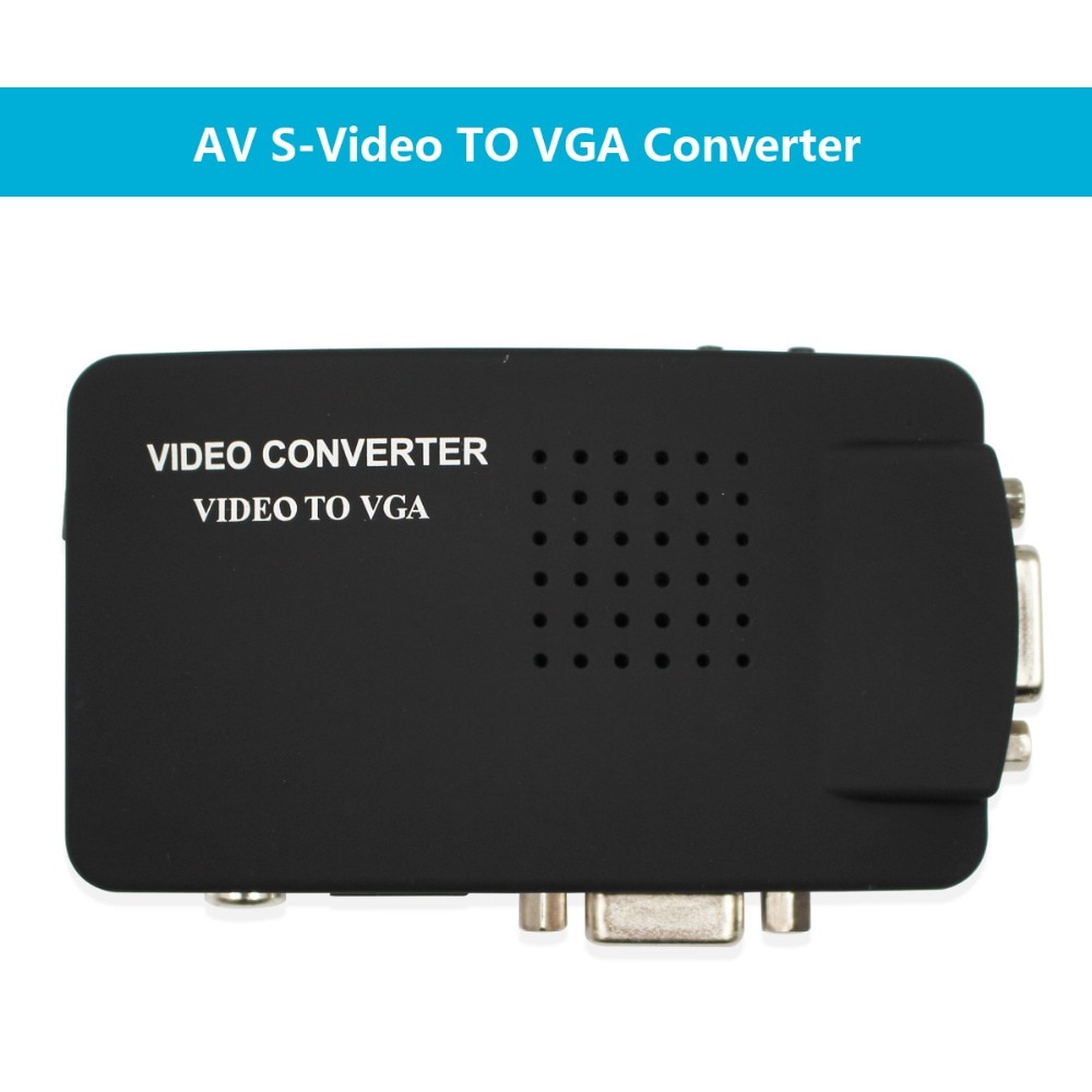 Wiistar RCA CVBS Composite S-Video AV Naar VGA Out Converter Adapter Hoge Resolutie voor Monitor Notebook Zwart