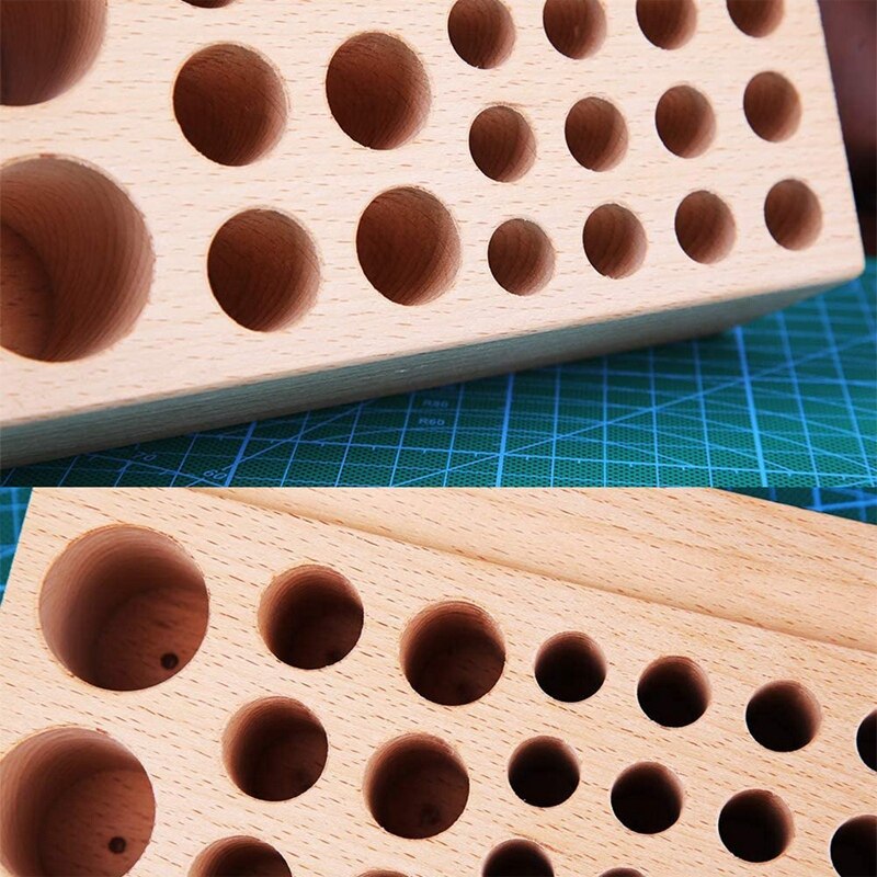 24 Holes Leather Working Tool Holder,Wooden Leathe... – Grandado