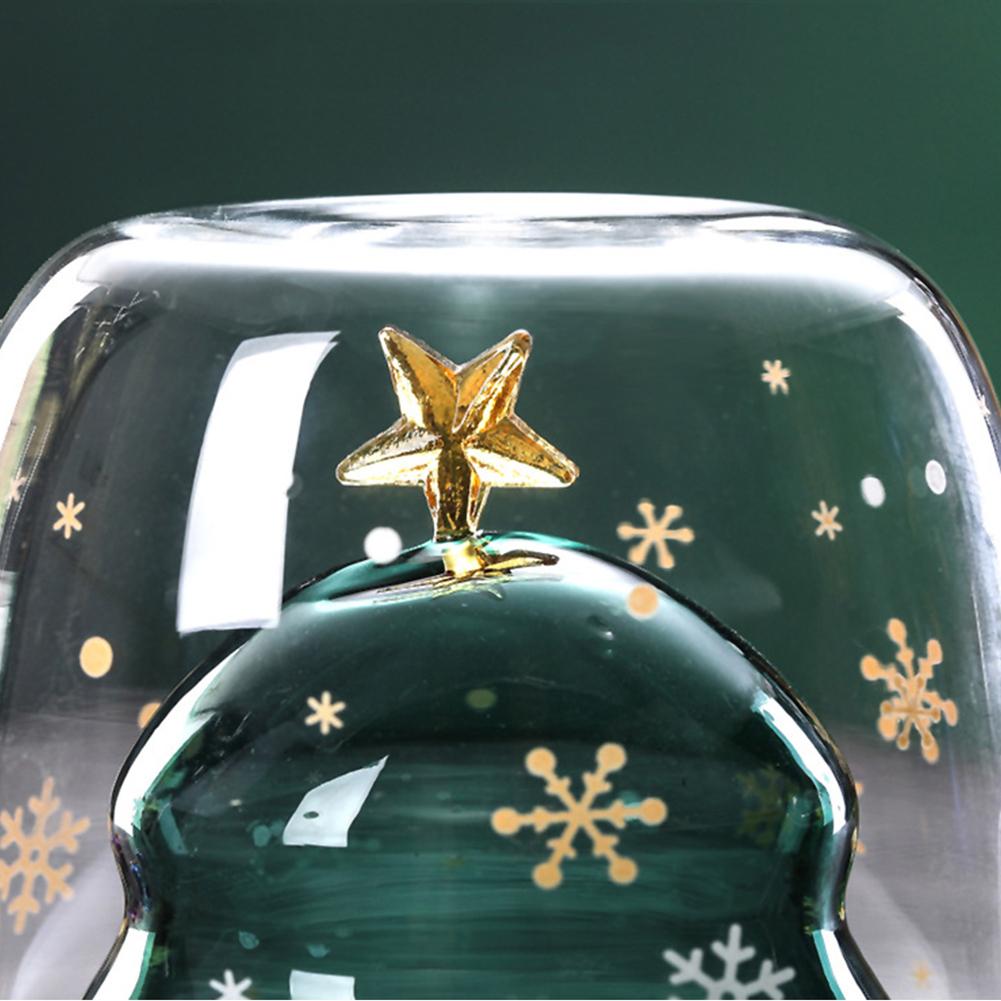 Taza de vidrio de doble pared para té y café, vaso de vidrio resistente al calor para Navidad, 300ml