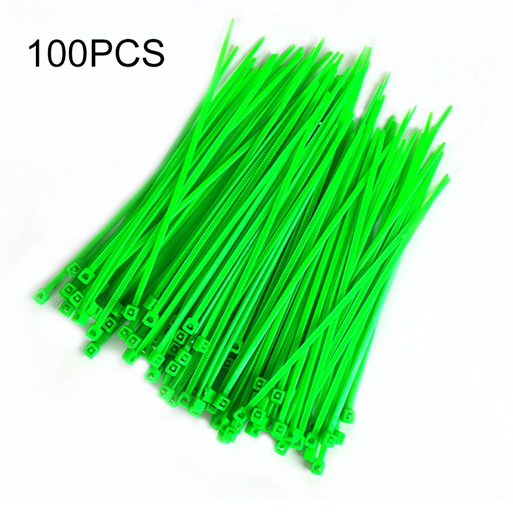 100pcs Outdoor Self Locking Plant Wall Home Portable Office Cable Ties Green Fasten Wrap Plastic UV Resistant Pipe Decoration