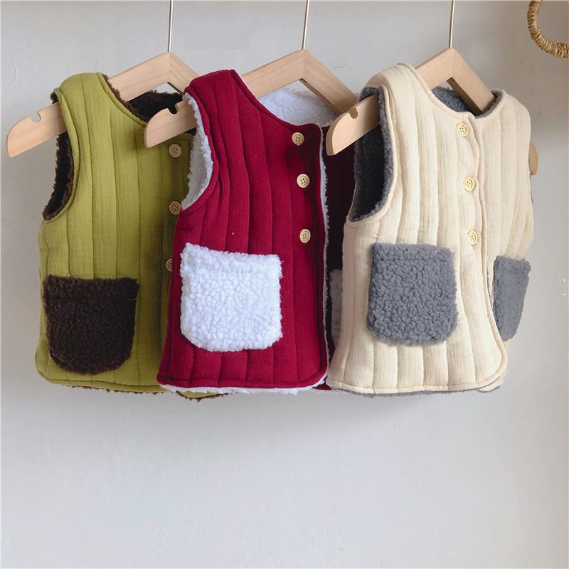 Hiver Double face enfants en peluche gilet pour bébé fille gilet enfants vêtements enfant en bas âge sans manches veste garçons gilet polaire