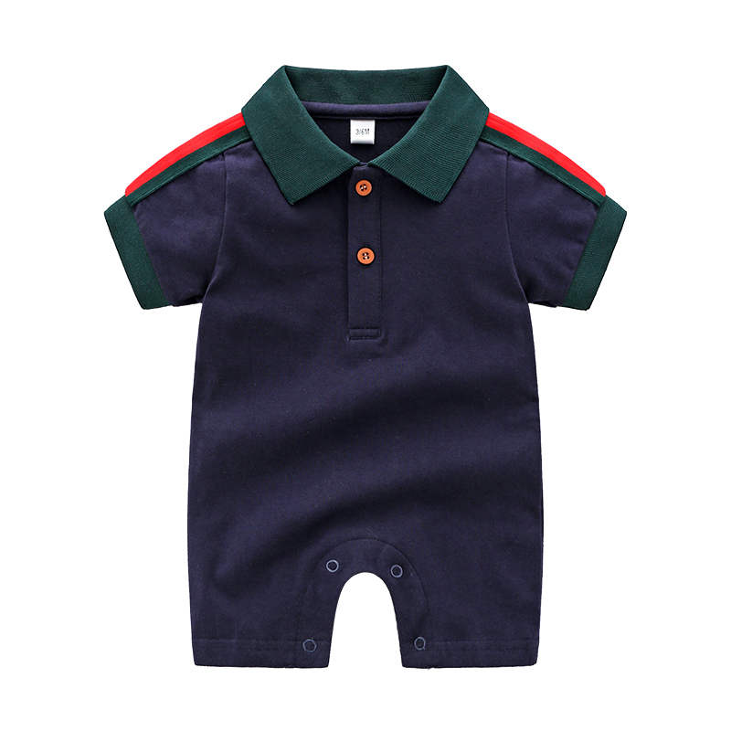 Baby Bodysuits Short Sleeve Baby Boy's Sets Overall Cotton Infant Baby Jumpsuit Newborn Baby Clothes: Blue / 6M