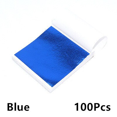 9X9Cm 100 Vel Art Craft Imitatie Gold Sliver Folie Papers Kleurrijke Bladgoud Vellen Vergulden Diy Craft decor Vergulden Decoratie: Blue 100Pcs