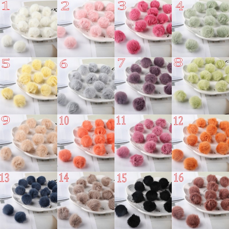 12 Stks/partij 17 Kleuren 2.5Cm Nertsen Pompoms Bont Ballen Voor Naaien Op Gebreide Sleutelhanger Sjaal Schoenen Hoeden Bont Diy ambachten Haaraccessoires