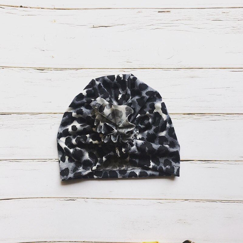 Baby cap piger solid leopard tørklæde elastisk turban hoved wrap cap baby hatte til børn småbørn fotografering tilbehør blød hat: Leopard 2