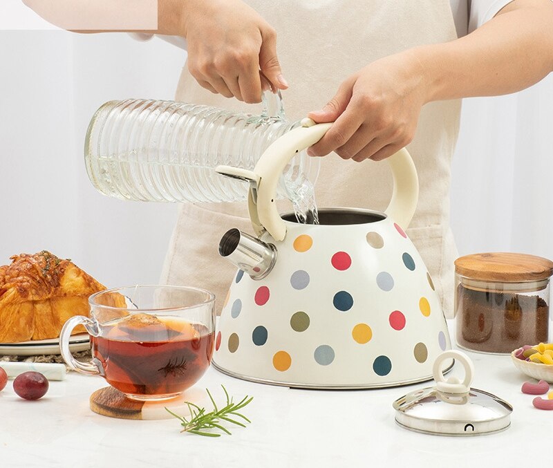 Dot Stainless Steel Whistling Kettle Induction Cooker Gas Stove Coffee Pot Kitchen Hotel Restaurant Water Bottle LB531