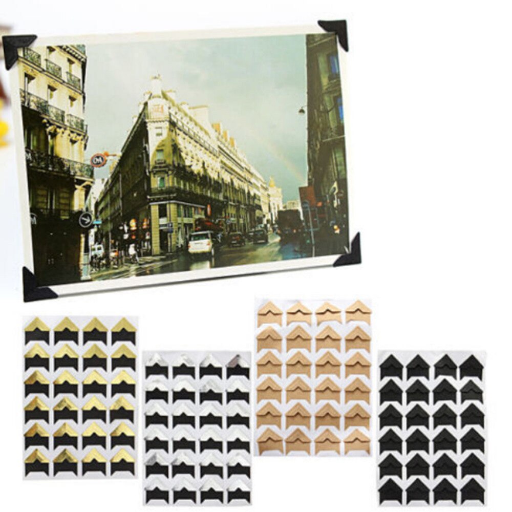24 pcs/1 Sheet Photo Corner Stickers DIY Vintage Corner kraft Paper Stickers for Photo Albums Frame Decoration Scrapbooking