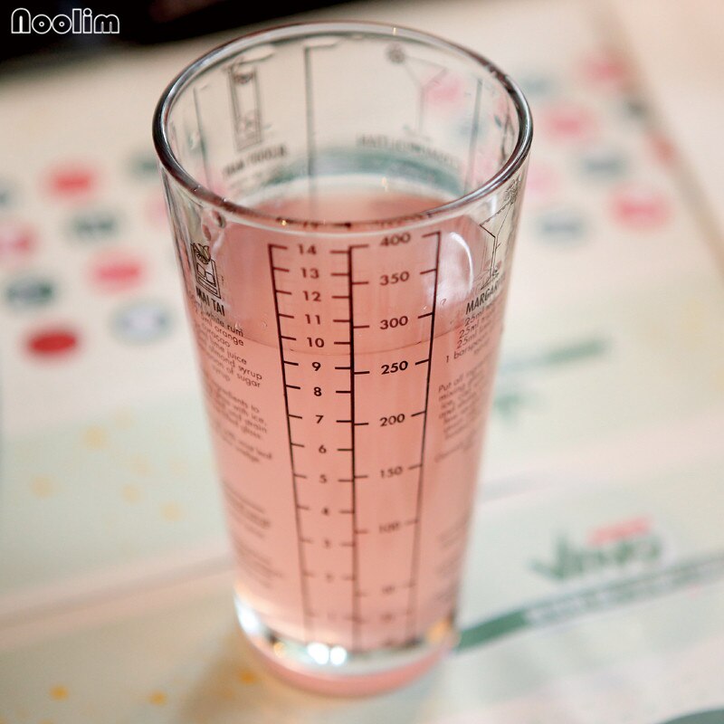 NOOLIM 420ml Mix Master Glass Recipe Cocktail Shaker Stainless Steel Shake Jug With Scale Bar Tools Bar Accessories