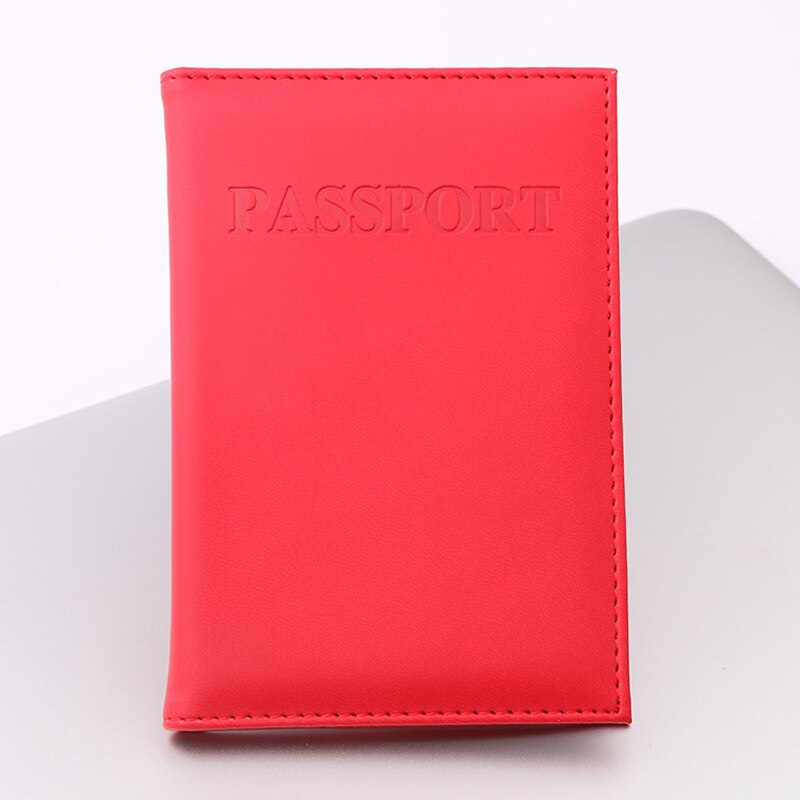 BONAMIE 11 Farben Unisex Reisepass Abdeckung Für Weibliche Pu Leder Grün Reisepass Männlichen Mädchen Reise Deckt für Pässe: Red