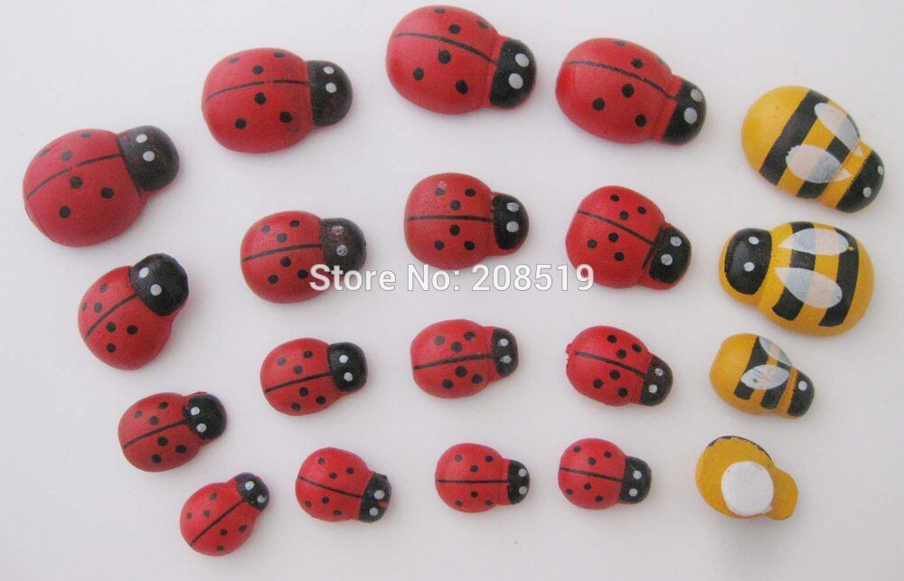 WBNAEG DIY glued flatback ladybug wood embellishment 150pcs multisizes handmade craft supplies
