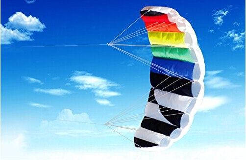1.4 m Dual Line Parafoil Kite With Control Bar Line Power Braid Sailing Rainbow Sports Beach Good Flying