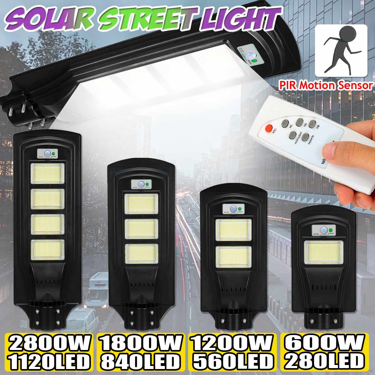 600W 1200W 1800W 2800W Polycrystalline Solar Lamp LED Solar Street Light Outdoor Led light Waterproof for Plaza Garden Yard