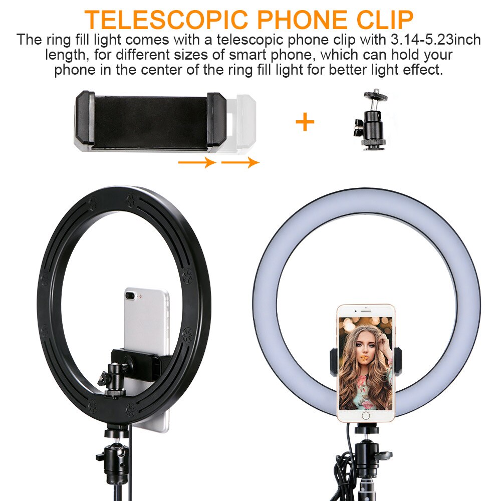 Ring Fill Light Telescopic Tripod And Phone Clip Selfie Ring Tripod Remote Controlling Ring Fill Lamp for Makeup Live Studio