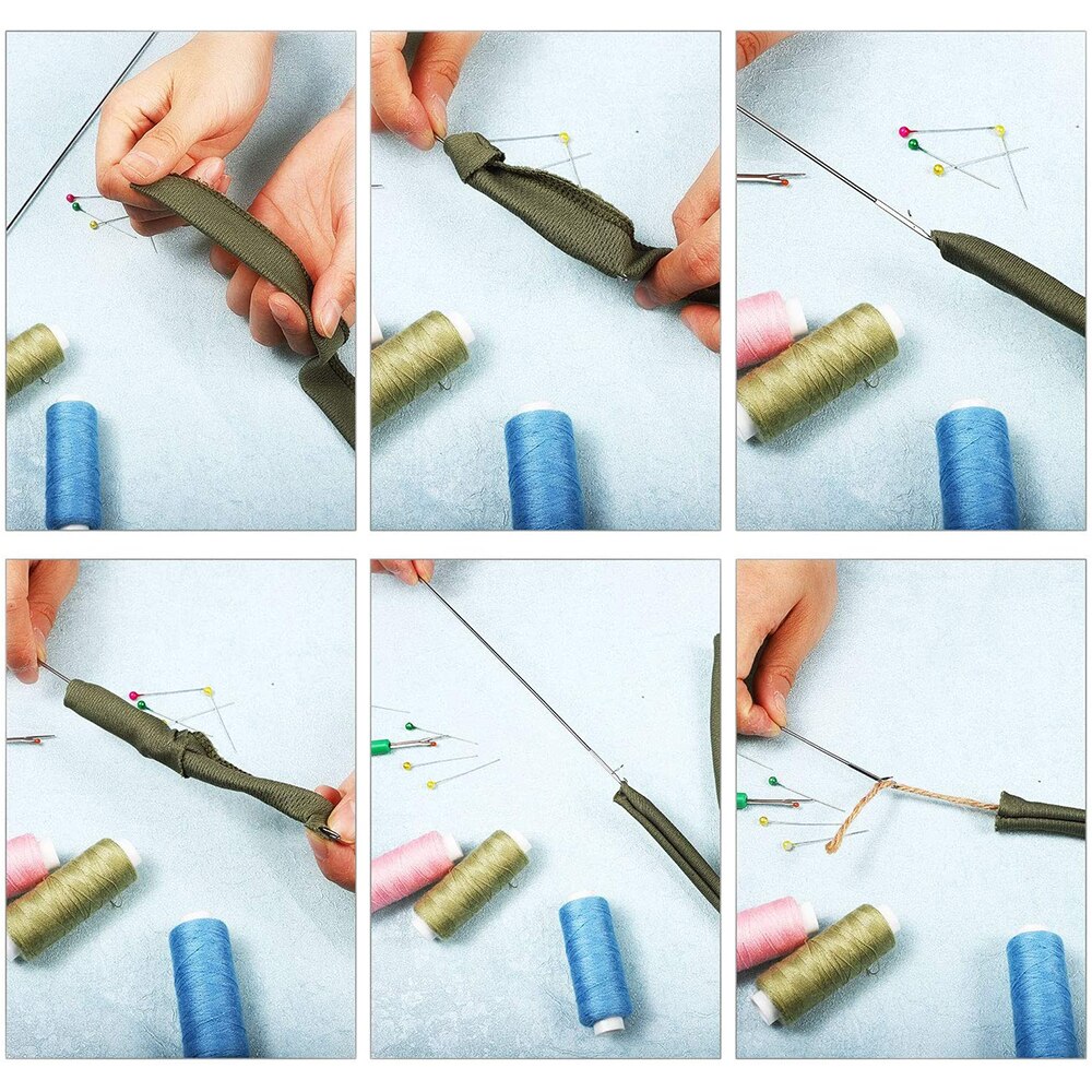 Naaien Loop Turner Haak Rvs Lange Korte Loop Turner Gereedschap Met Klink Voor Bandjes Stof Riemen Diy Breien Accessoires