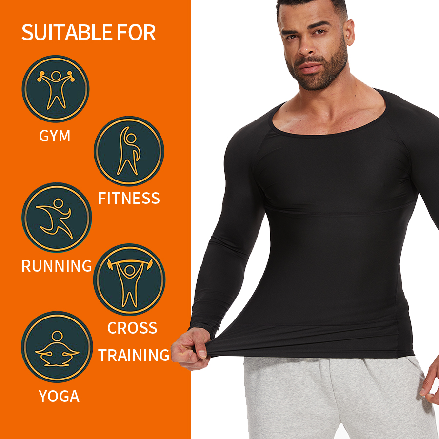 Herren Kompressionsshirt Unterhemd Schlankheits-Tanktop trainieren Langarm Bauch Bauch schlank Karosserie Gestalter