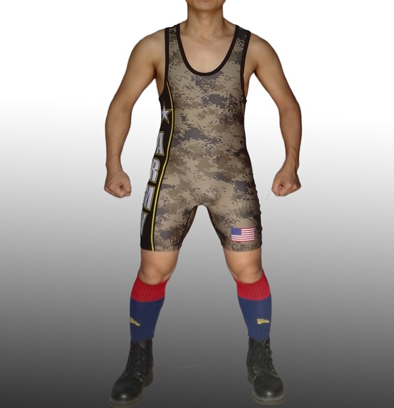 Servizio su ordinazione USA Army Digicamo Wrestling Singoletto Body Uniforme Pesistica Outfit Soldato Costume Da Bagno: USA / XXS