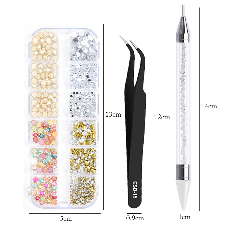 nail art accesoires ongle decoration strass ongle Strass multi-tailles 3D cristal, 3 pièces/ensemble, accessoires pour Nail Art, décorations à faire soi-même, paillettes cristal Rivet gemme 3D, fournitures pour ongles: Argent Gris