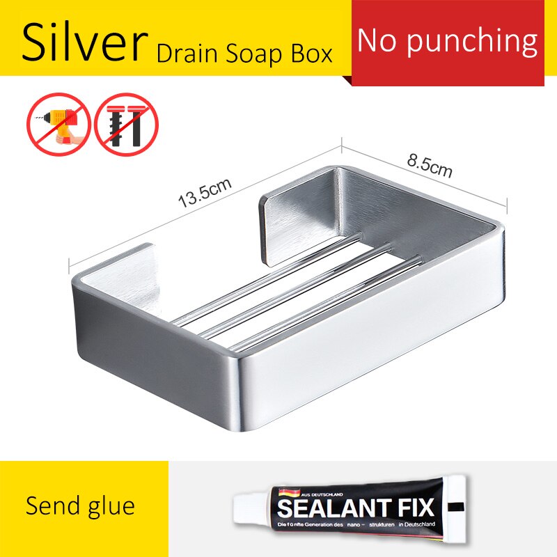 Badkamer Zeepbakje Muur Zeephouder Zwarte Douche Zeepbakje Keuken Opslag Badkamer Accessoires ML1019: Silver