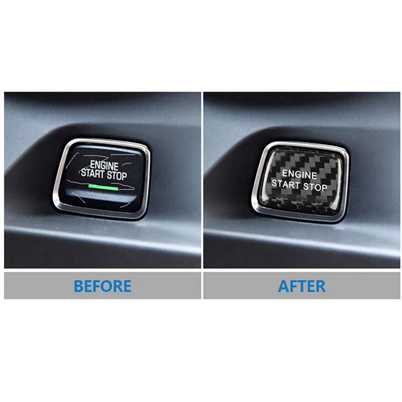 for Chevrolet Camaro Carbon Fiber Car Engine Start Stop Switch Button Trim Cover Stickers Accessories
