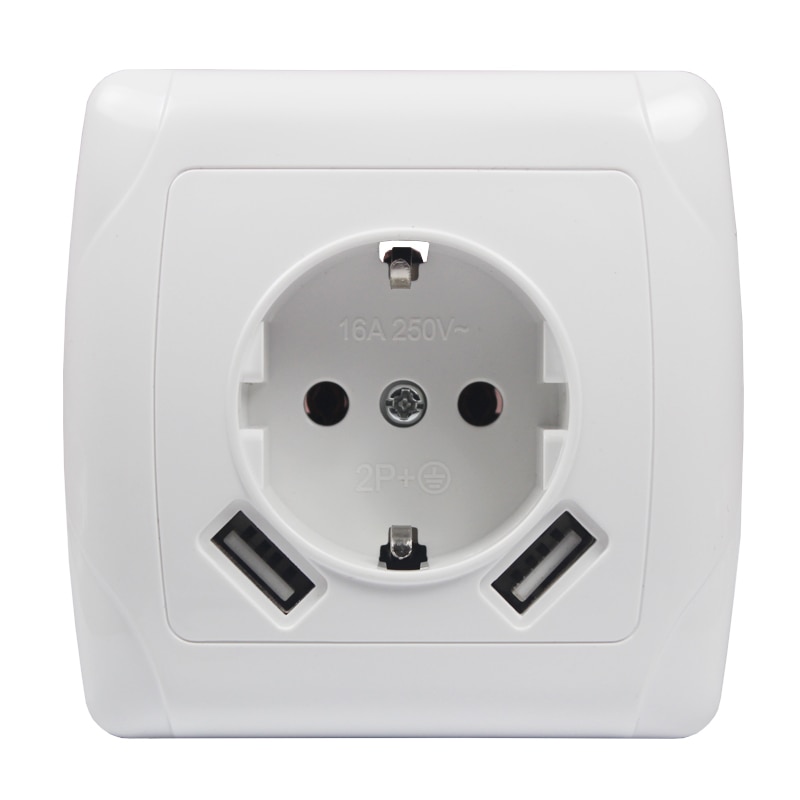 Stijl Usb Muur Socket Dubbele Usb-poort 5V 2A Pared Prise Electrique Prise Usb Murale steckdose LLA-02