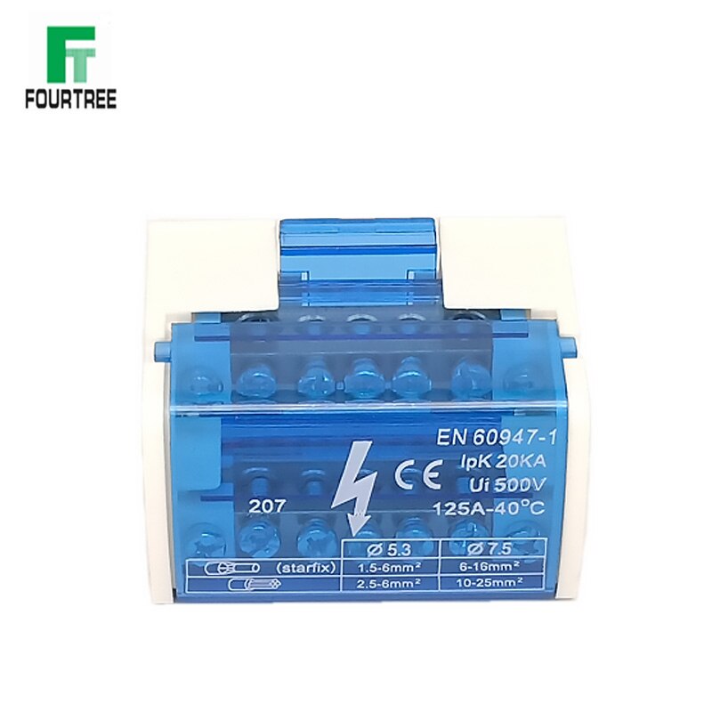 Terminal Block Power Distribution Box Modular Din Rail Screw Connection Block Universal Electric Wire Junction Box NHC01-207