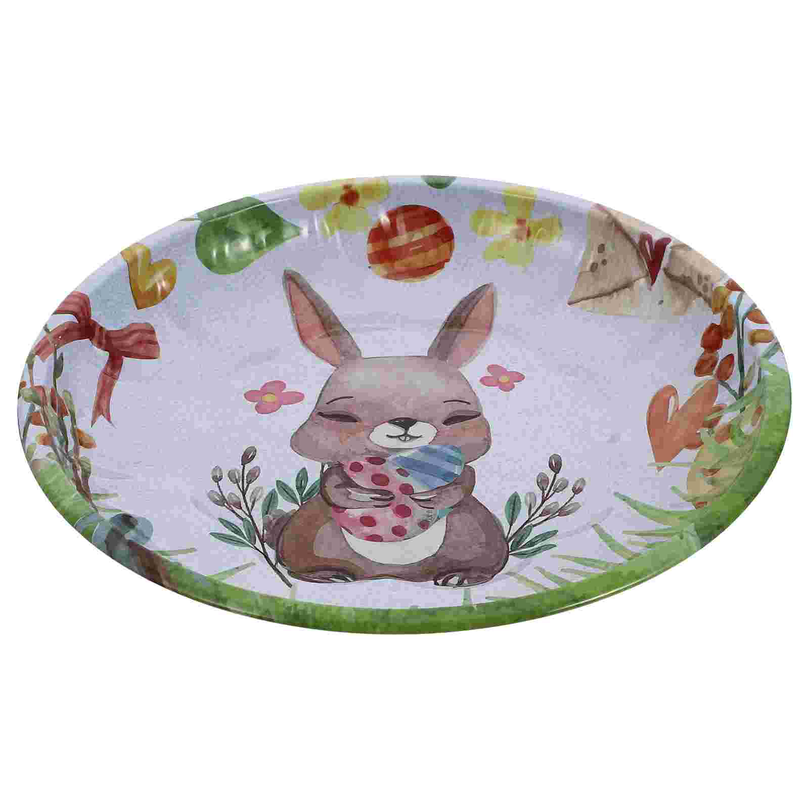 1 Pc Easter Candy Plate Iron Fruit Storage Tray Cartoon Nut Snack Storage Holder: Happy Bunny