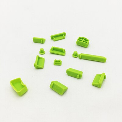 13 Stks/set Anti Stof Plug Voor Laptop Siliconen Cover Stopper Laptop Stof Plug Laptop Stofdicht Usb Stof Plug Computer Accessoires: green