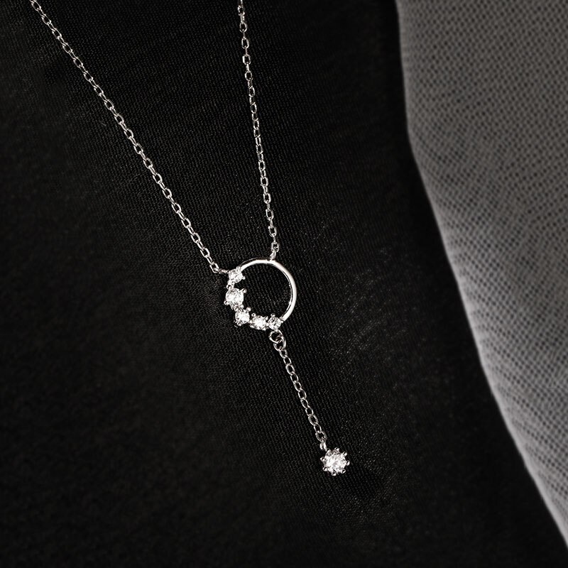 Collar de circonia brillante para mujer, cadena larga redonda, borla, para , de boda joyería, S-N713