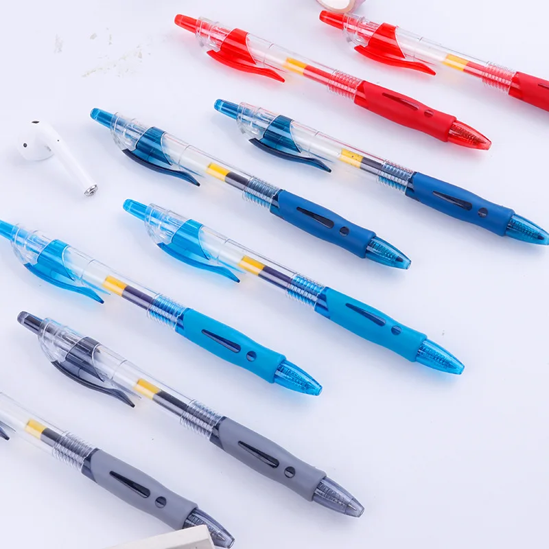 Juego de plumas de Gel retráctiles de 0,5mm, bolígrafo de tinta negra/azul, escritura, firma de negocios para oficina, suministros escolares para niños, papelería, 12 Uds.