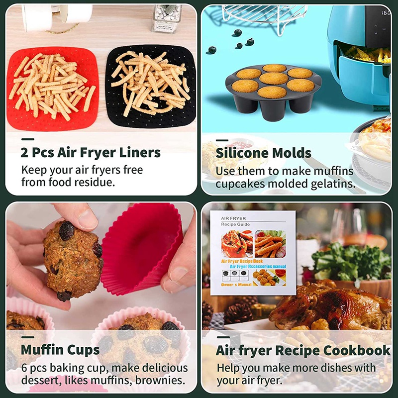 Air Fryer Accessories for COSORI Instant Vortex Ninja Foodi Gowise Gourmia Power XL Air Fryer, Fit 3.6-4.2-6.8QT