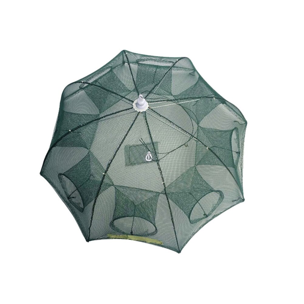 Strengthen 4-20 holes automatic folding nylon fishing net catch fish trap for fish shrimp minnows crab shaped mesh fishing net: 8 enter