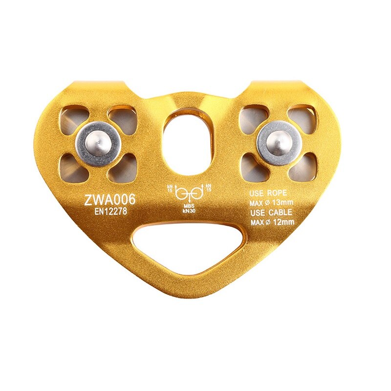 30KN Climbing Dual Pulley Aluminum Zip Line Pulley Large Load Bearing