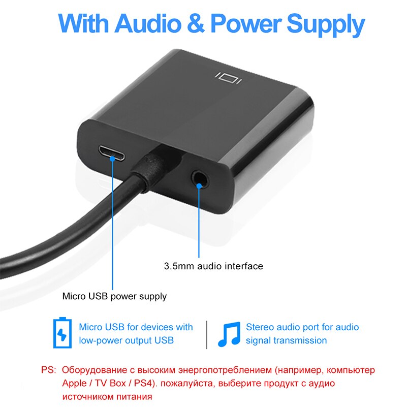 Hdmi Naar Vga Kabel Hdmi-Vga Adapter 1080P Extensor Mini Hdmi Naar Vga Converter Met Audio Kabel Hdmi 2.0 Draad Voor Tv Box PS4