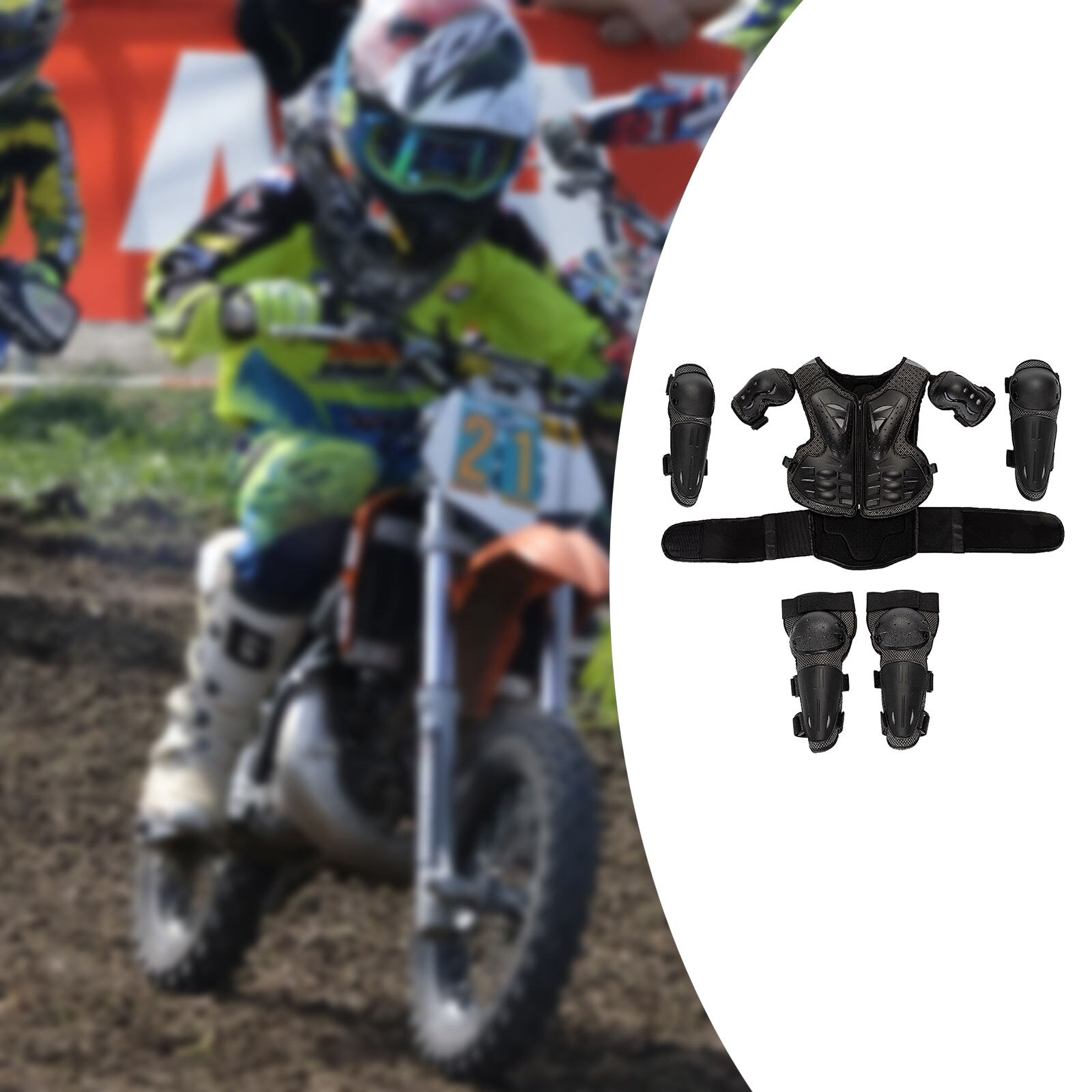 Kind Kids Kinderen Motocross Suit Borst Terug Protector Elleboog Kneepad