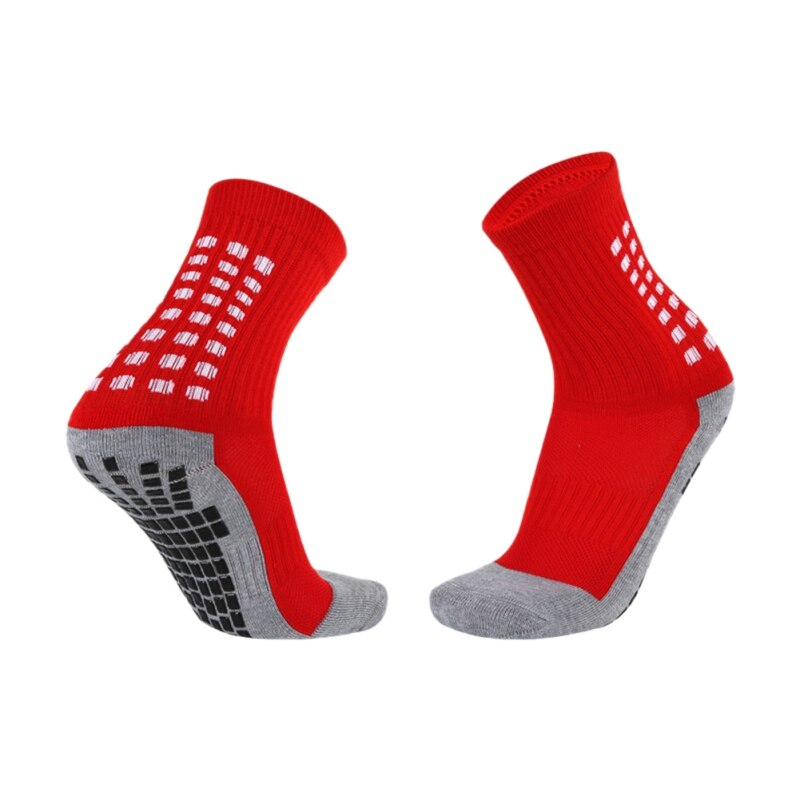 Fußballsocken für herren (erwachsene) mit genoppter gummisohle, rutschfest, für training, basketball und andere sportarten, atmungsaktiv: Rot