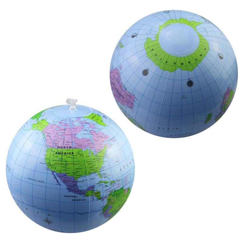 12" PVC Inflatable Globe Beach Ball World Globes Earth Blow Up World Globe Beach Ball For Beach Playing Kids Toys Having Fun