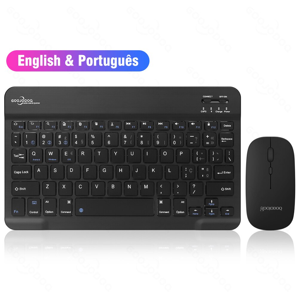 GOOJODOQ Wireless Keyboard And Mouse For iPad Tablet Smartphone Bluetooth Keyboard For Xiaomi Samsung Huawei Teclado Sem Fio: BR-black