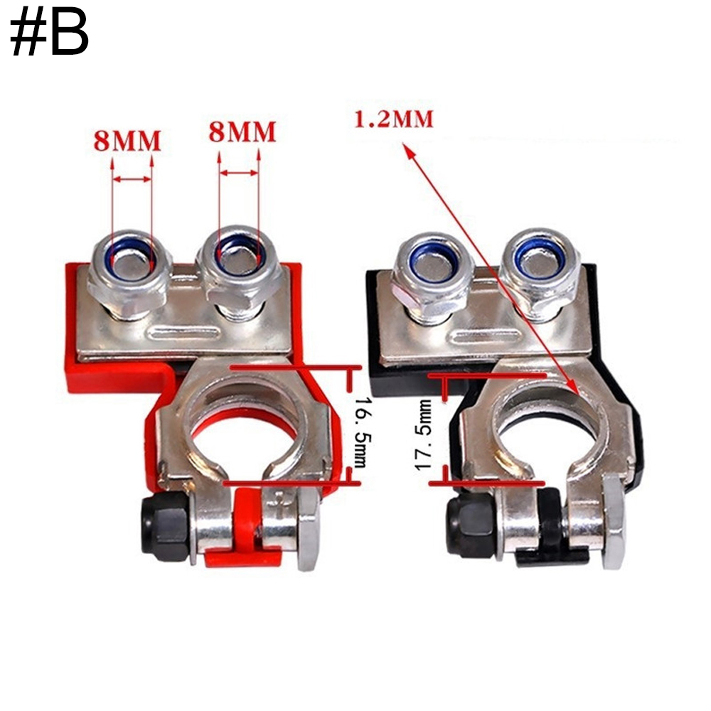 1Set Automotive Car Top Post Battery Terminals Wire Cable Clamp Terminal Connectors Kit Positive and Negative Car Accessories: WHITE