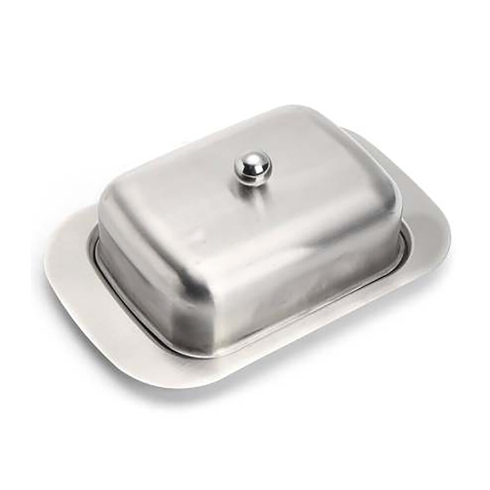 Oval Stainless Steel Butter Dish Box Container Shiny Cheese Server Storage Keeper Tray With Easy To Hold Lid