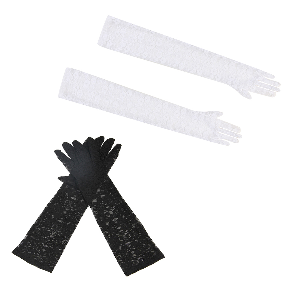 1 par blonde lange handsker arm kvinder piger anti-uv solbeskyttelse fuldfinger handsker udendørs kørehandsker fest bryllup handsker