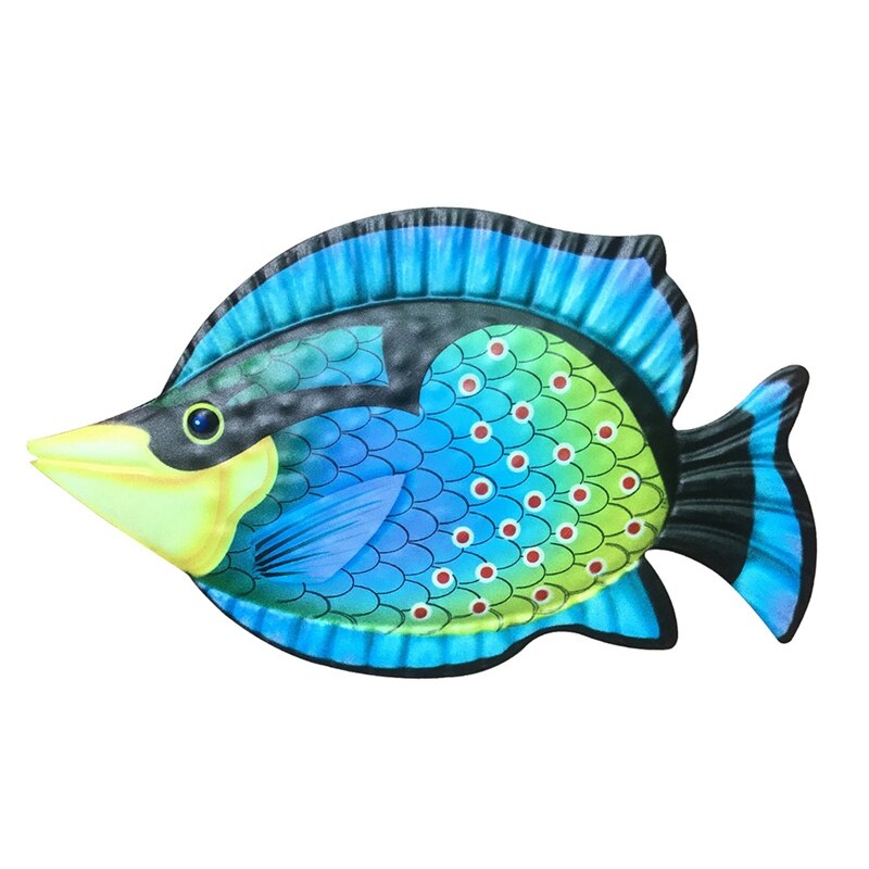 Metal Fish Wall Art For Home And Garden Decoration Outdoor Animales Jardin Colour Glass Statues Sculptures: BL