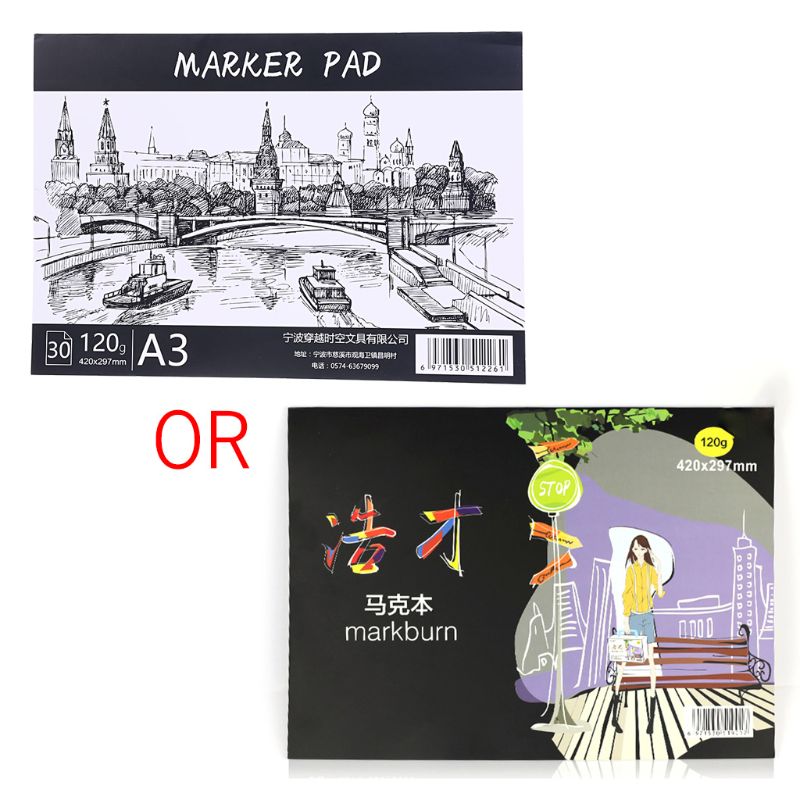 A3/A4/B5 Drawing Paper Pad Notebook Sketch Book for Marker Art Paiting Diary Student 30 Sheets 32CA