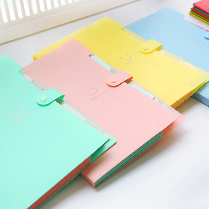 Uitbreidbare archiefdoos accordeonmap  - 5- pack 5 vakken plastic accordeonmap organizer  a4 briefformaat drukknop papieren orgel